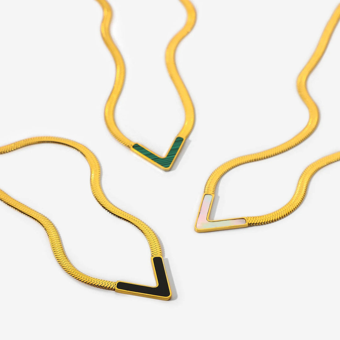 Stainless Steel V-Shaped Snake Chain Necklace - Necklaces